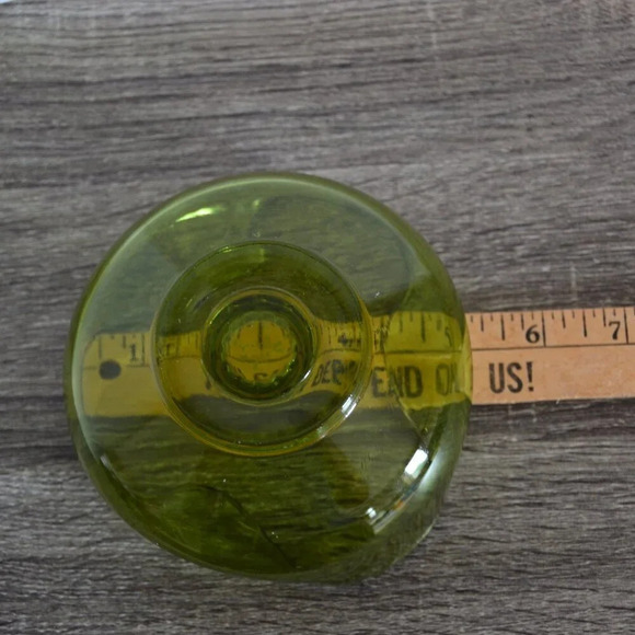 Olive Green Console Bowl with Matching Candle  Holders - Picture 6 of 7